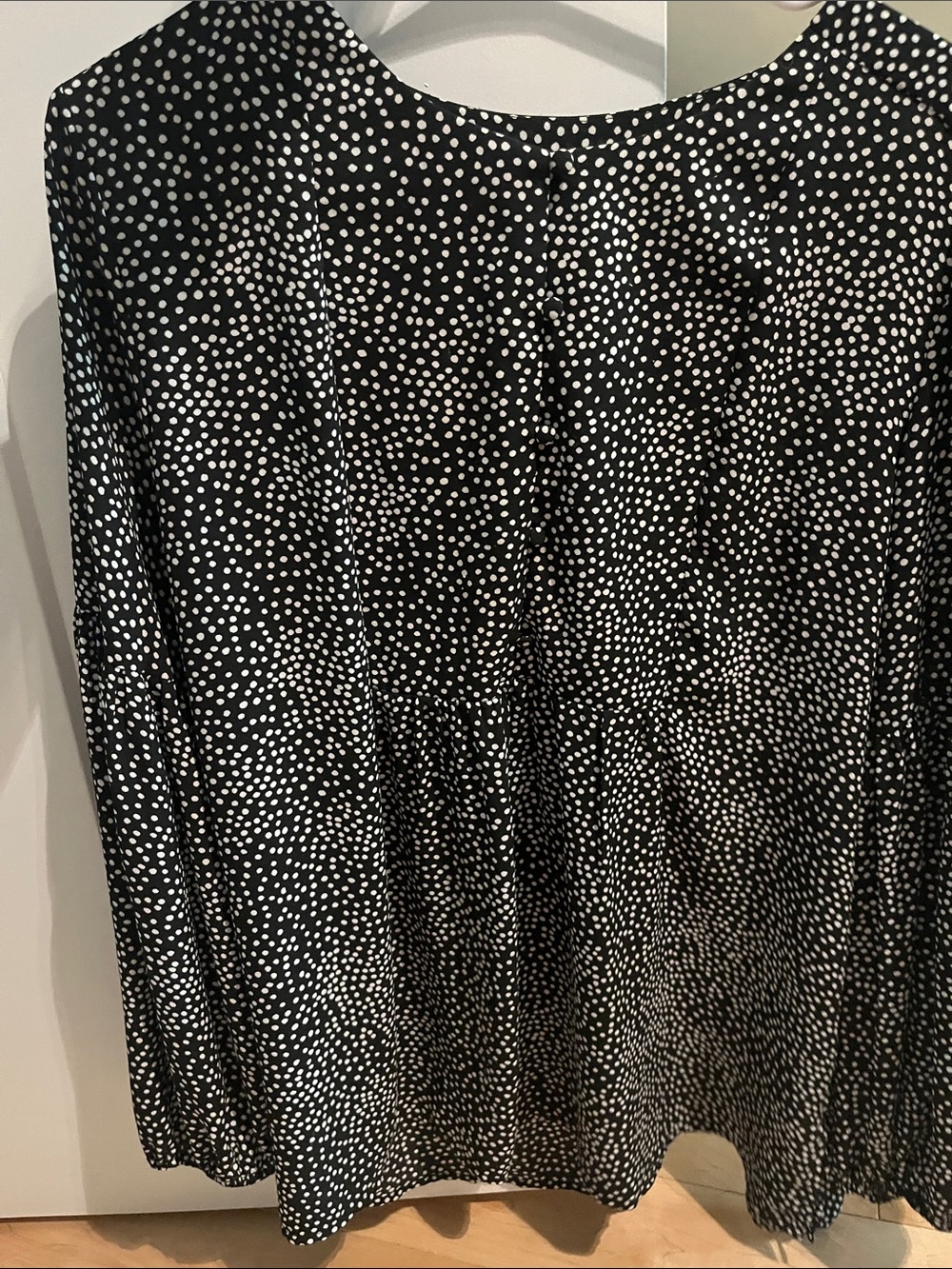 LOFT Black and White Polka Dot Circle Skater Top